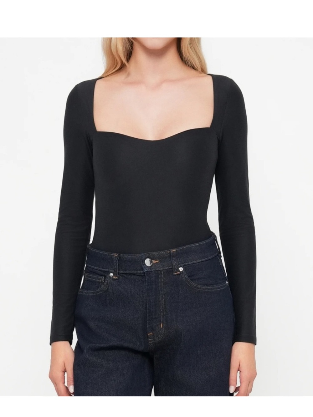 Abercrombie Long-Sleeve Cotton Squareneck Bodysuit